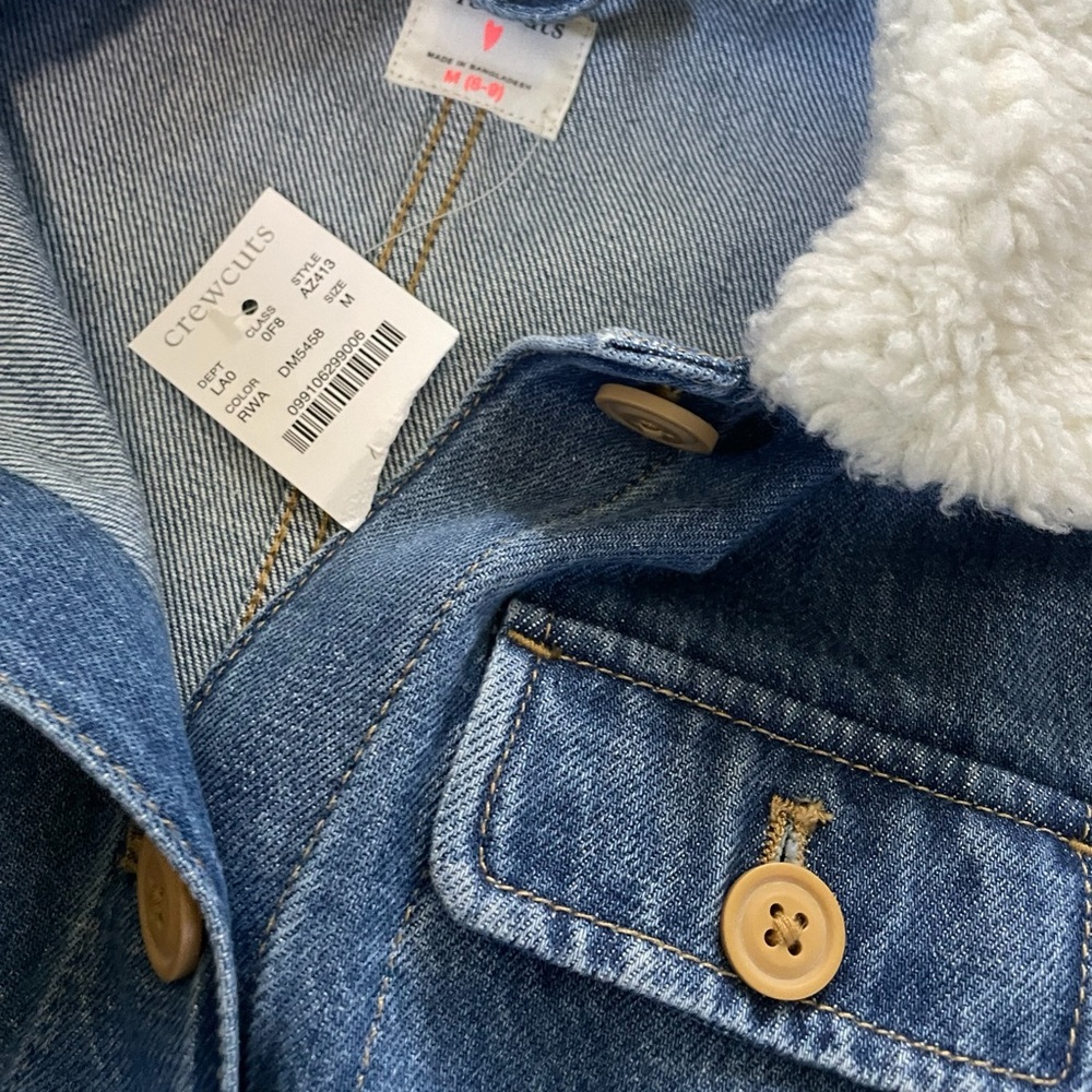 Crewcuts NWT Girls' denim chore jacket with sherpa trim size M - Picture 5 of 6